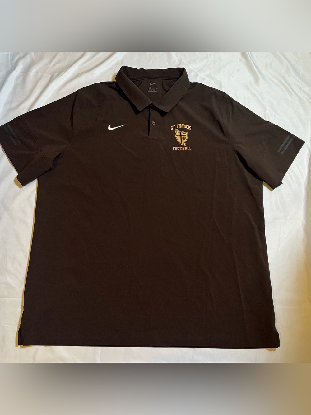 Nike St. Francis Brown Polo Shirt with Gold St. Francis Football Logo Size XXL